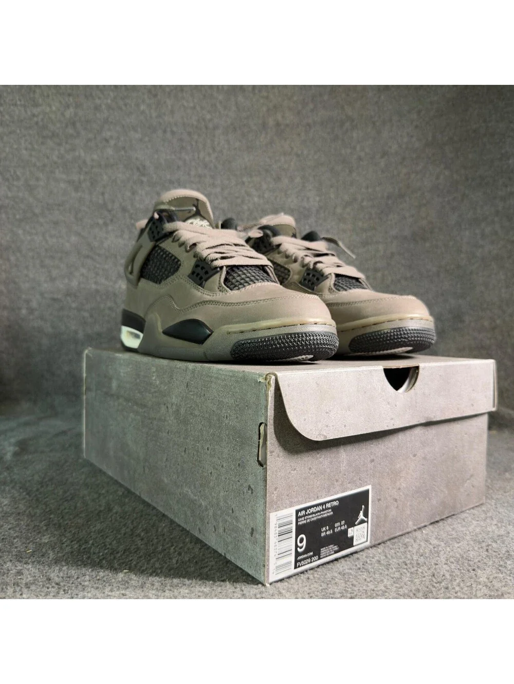 Air Jordan 4 Retro Cave Stone Black Mens Sz 9 Basketball Shoes FV5029-200